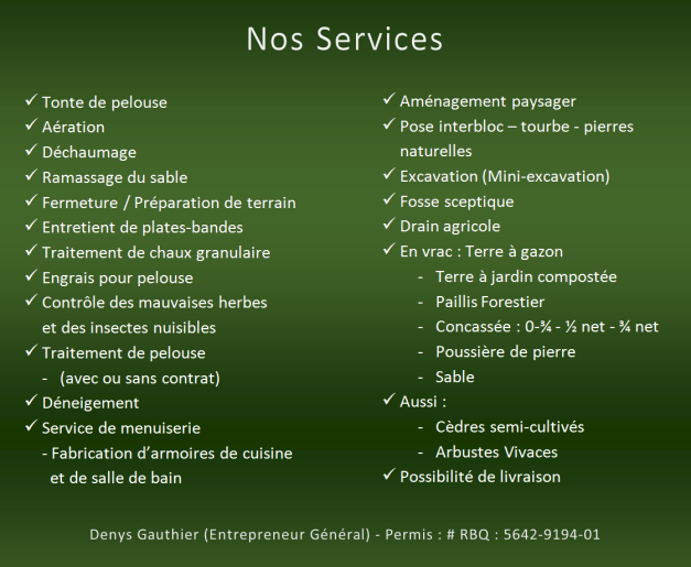 Nos Servives - Les Entreprises D. Gauthier